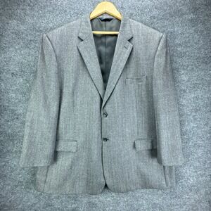 Joseph‎ & Feiss Gold Sport Coat Blazer 52R Gray Tweed Herringbone 100% Lambswool